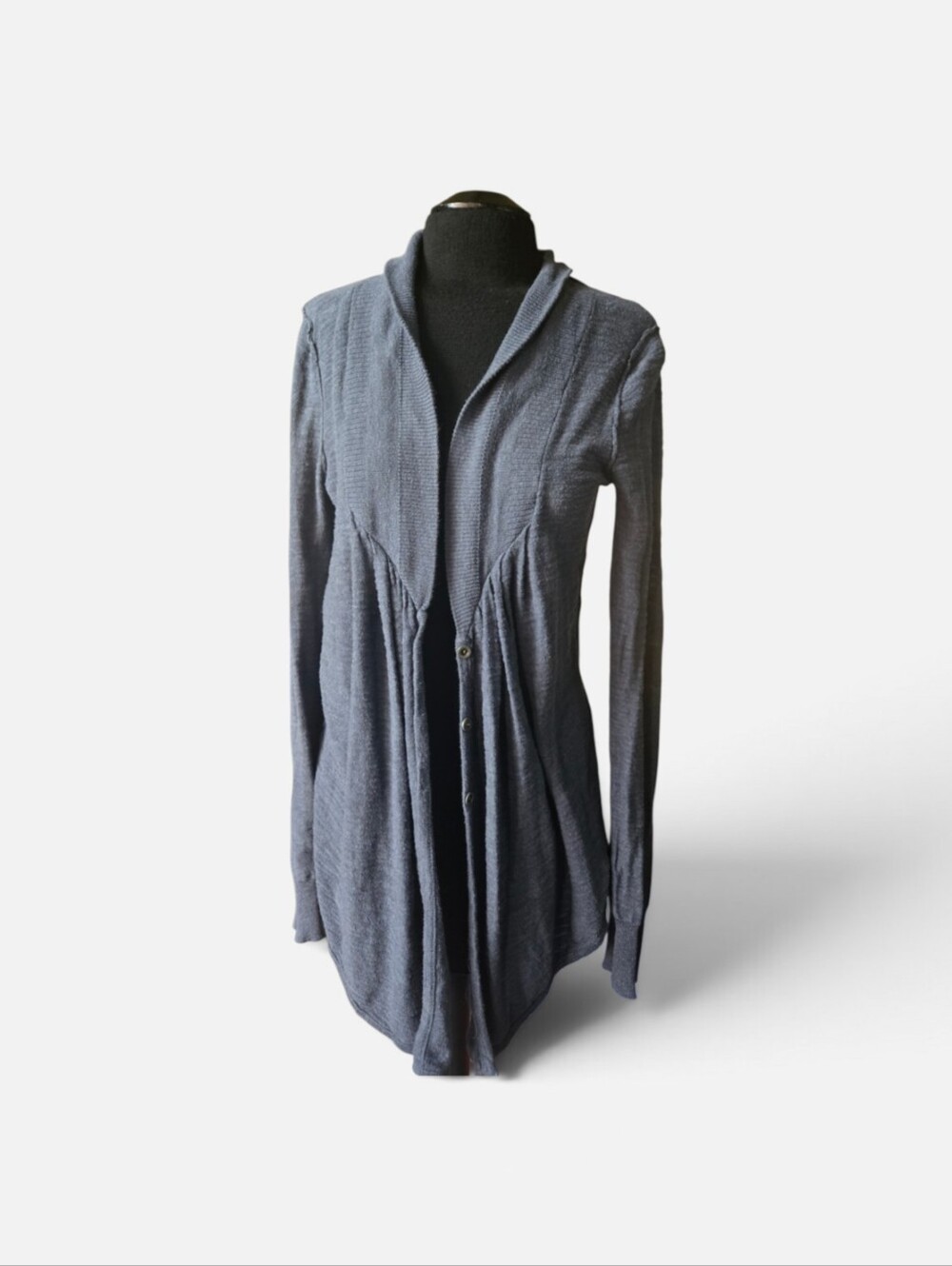 Free People Slate Blue Longline Open Cardigan